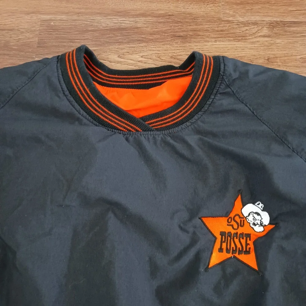 Vintage OSU Posse Reversible Windbreaker Pullover Orange Black Mens L Alamo Bowl
